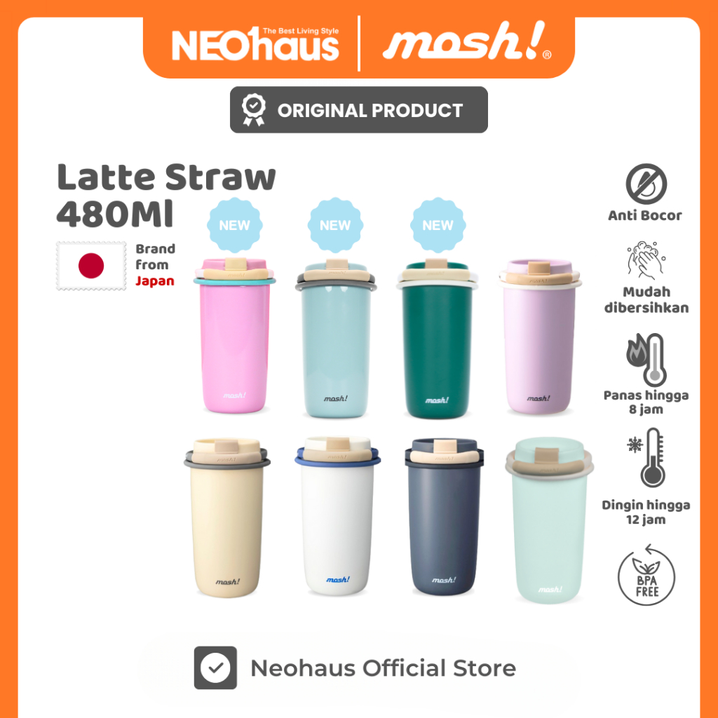 MOSH LATTE STRAW 480ml - Tumbler Mosh Tahan Panas dan Dingin