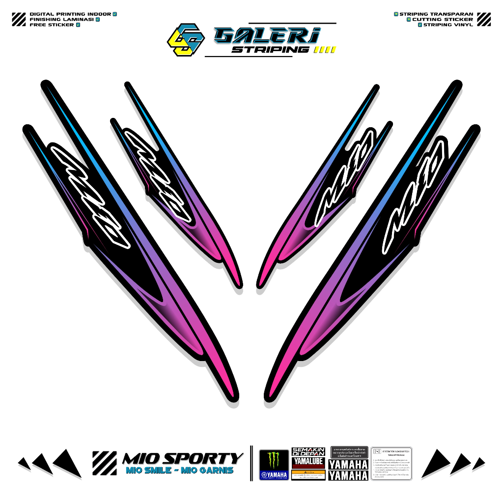 STRIPING MIO SPORTY MOTIF 4 STIKER MOTOR MIO SMILE GARNIS SPORTY STICKER YAMAHA MIO VARIASI SIMPLE