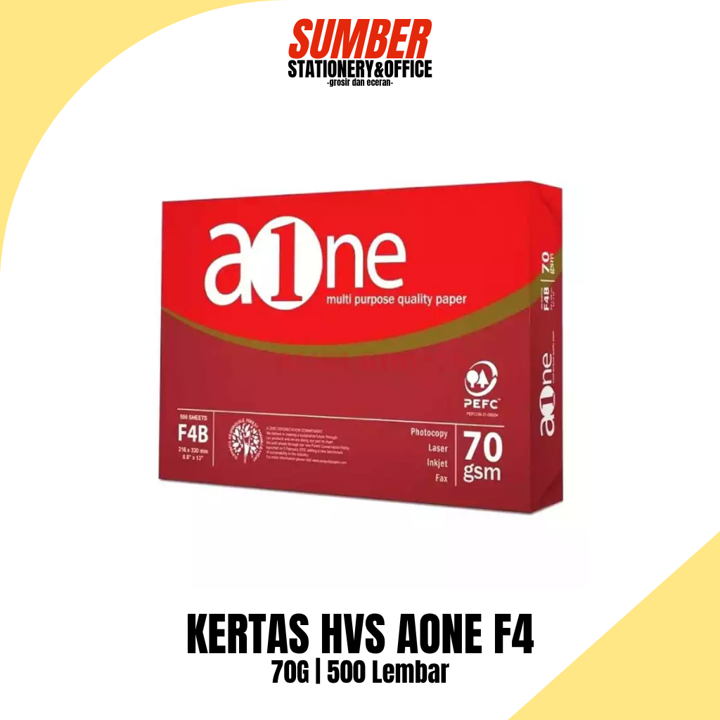 

Kertas HVS AONE F4 70G (HVS-A-F4) - 1 Rim / 500 Lembar - Putih & Halus