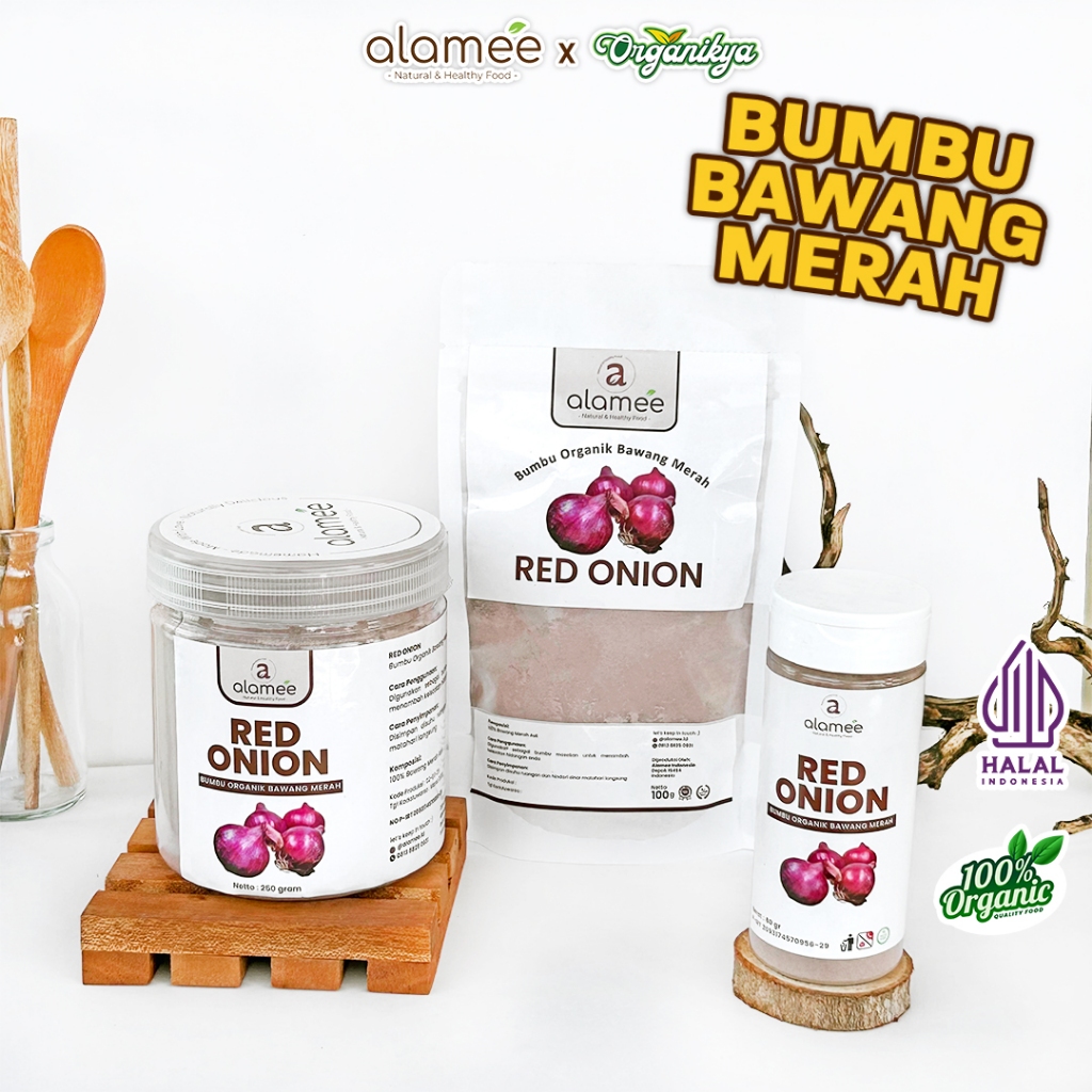 

ALAMEE Bawang Merah Bubuk Red Onion Powder Bumbu Dapur Organik Masak Tanpa Campuran 250g organikya