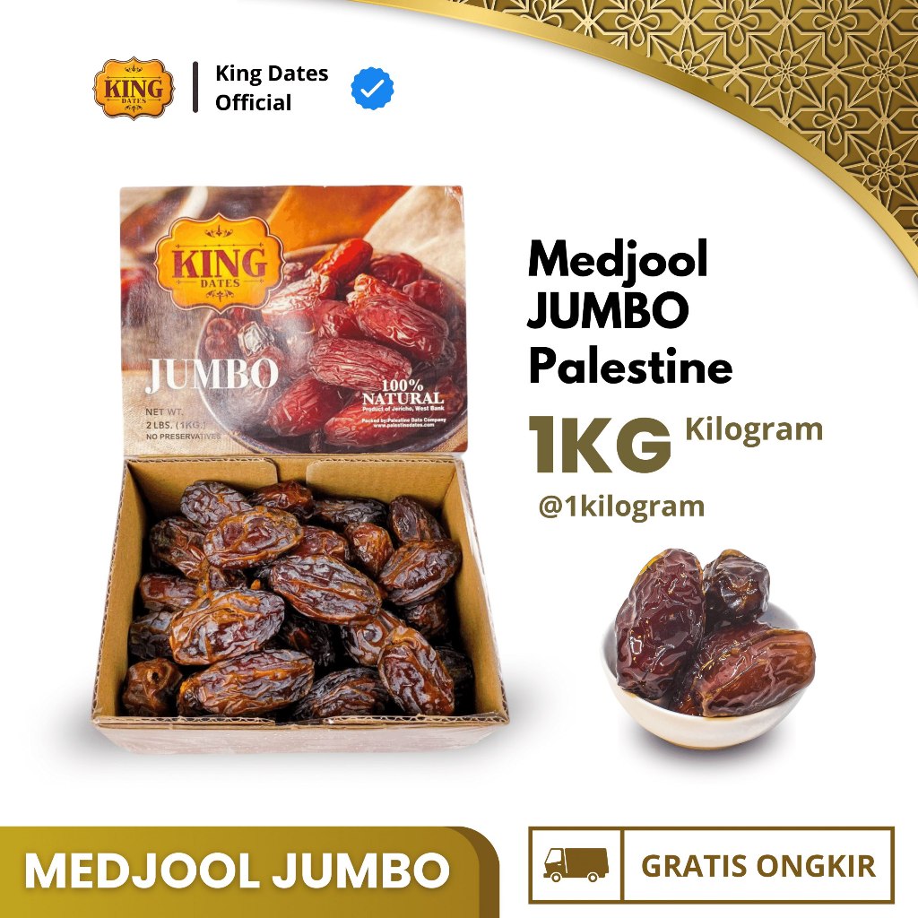 

Kurma Medjol Jumbo Premium Palestin Dates Medjoul 1kg King Dates