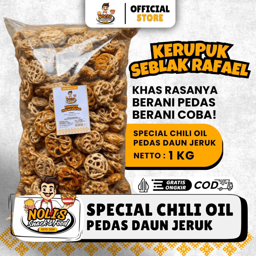 

1kg Seblak Rafael kering Pedas Chili Oil Daun Jeruk / Kerupuk Mawar putih/ kerupuk sebring rafael