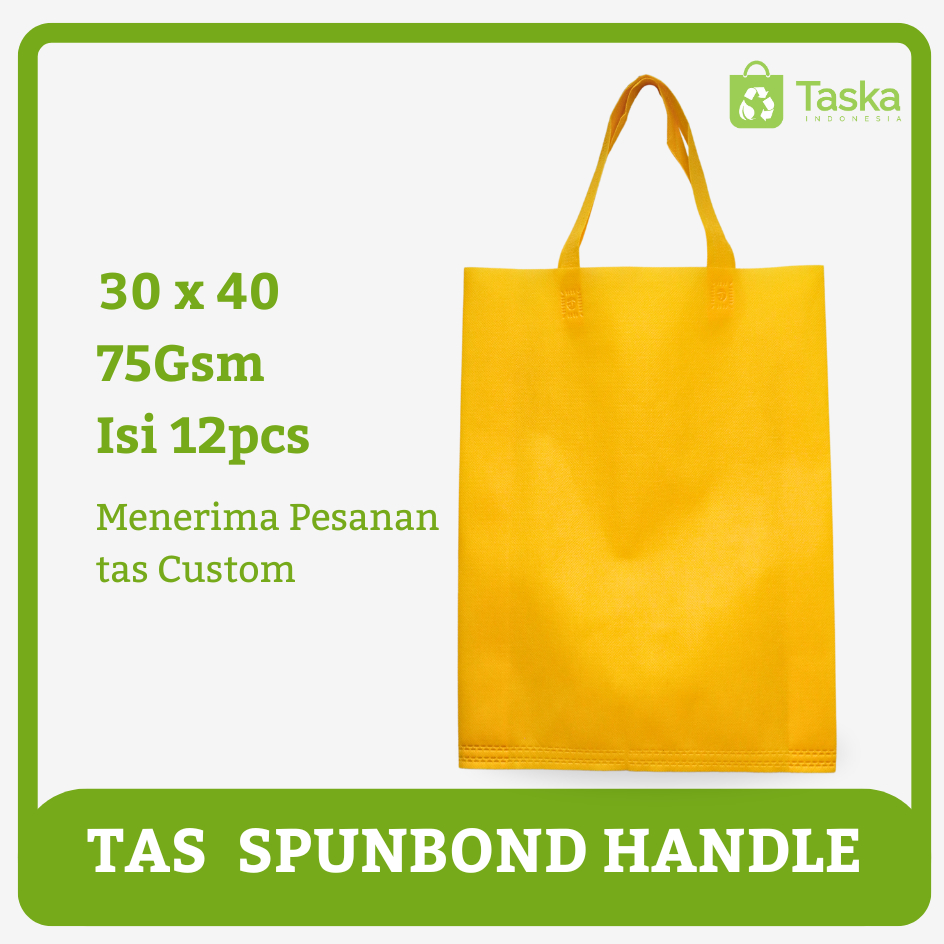 

Taska - (Isi12) GOODIE BAG SPUNBOND HANDLE 30x40 LUSINAN WARNA Kuning Kunyit Goodiebag Souvenir