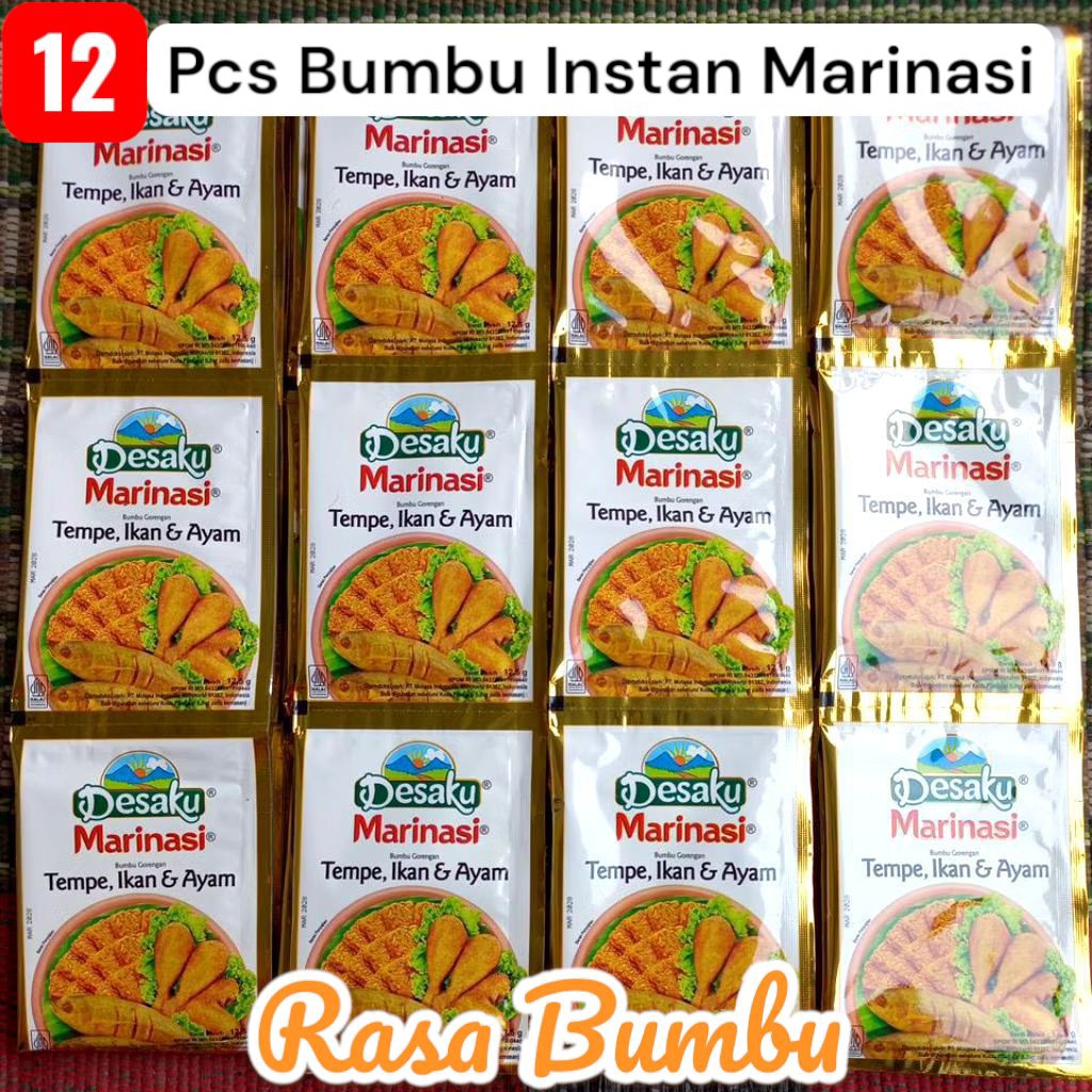 

12 pcs Bumbu instan goreng desaku marinasi tempe ikan & ayam berat 12,5 gr