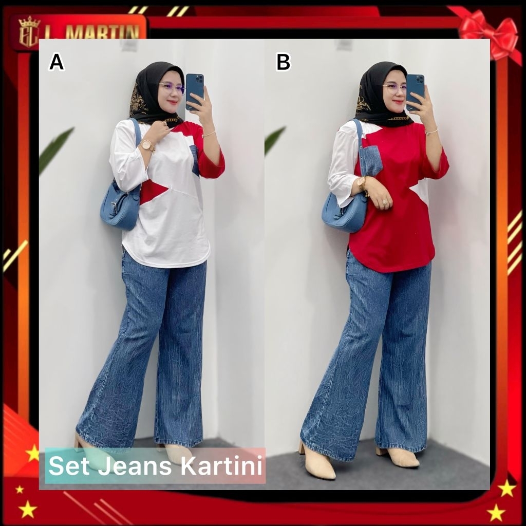 Set Jeans Kartini, setelan celana jeans wanita