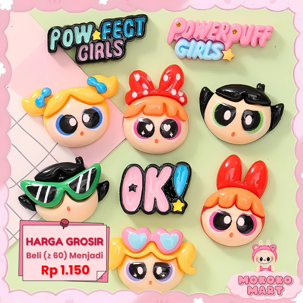 

MM Clay Bros Pin Stiker 3D Aksesoris DIY Gantungan Botol Minum Karakter Powerpuff Girls Dekor 3D-022