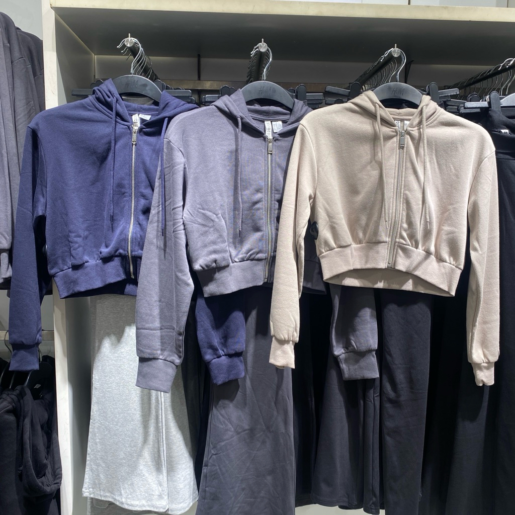 Jaket Zipper Crop wanita H&M Original Store