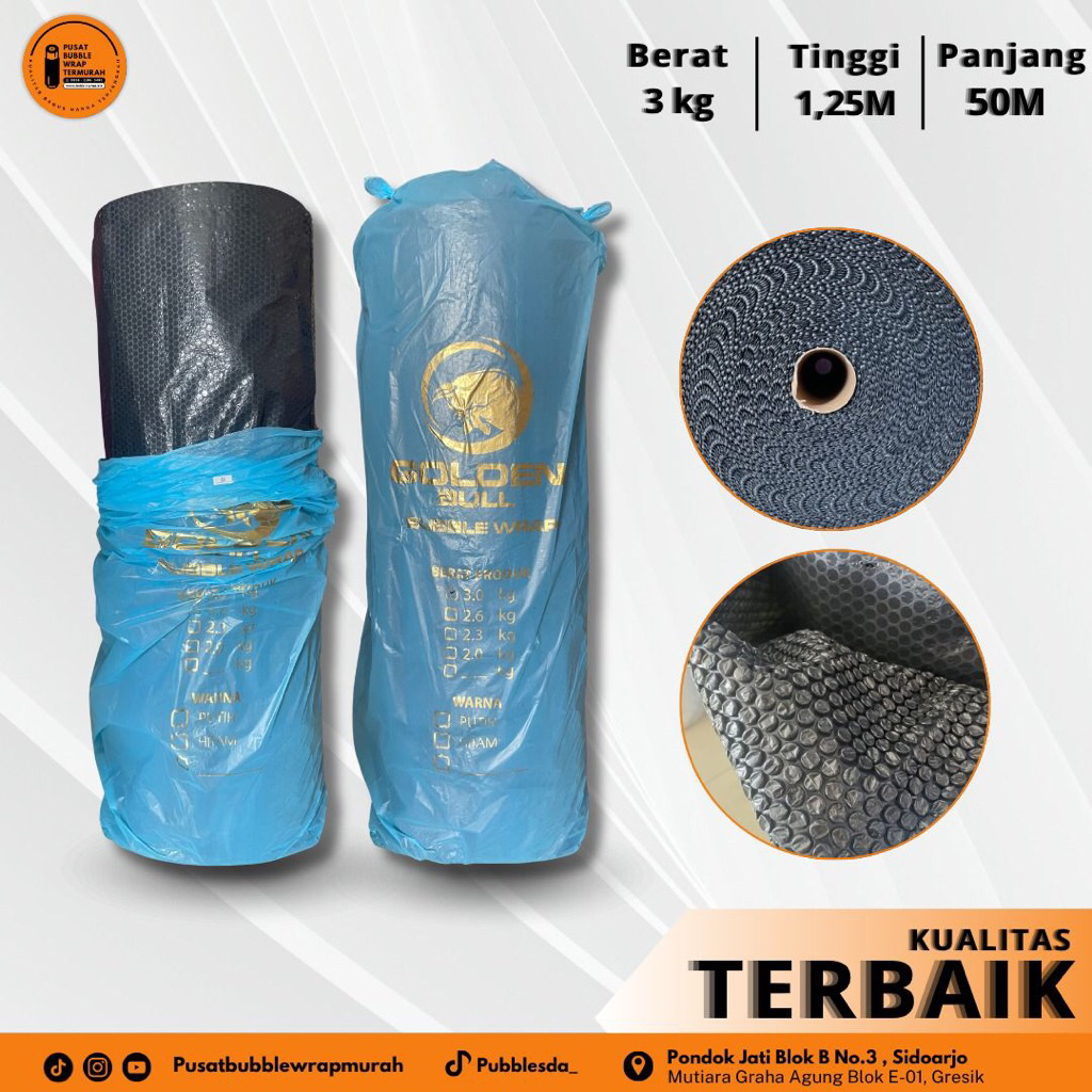 

Bubble Wrap GoldenBull Hitam 3kg Termurah Kualitas Bagus