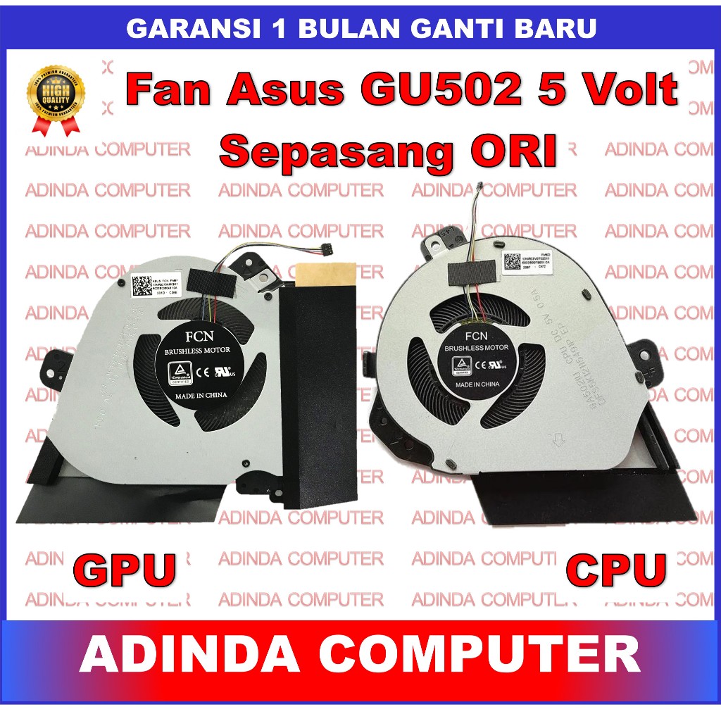Fan Asus ROG Zephyrus GU502 GX502GW GU502DU GU502G GU502GU 5V Sepasang ORI