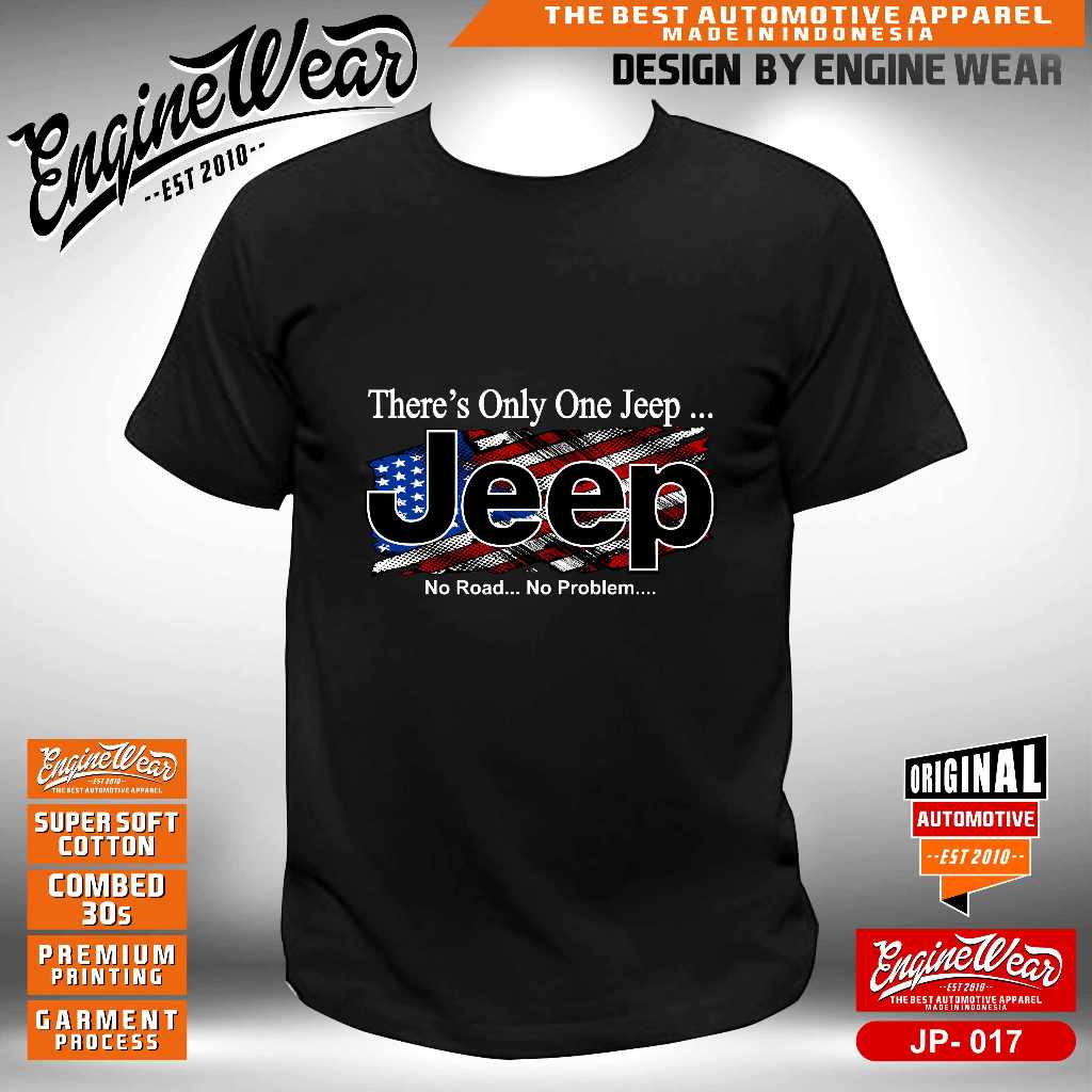 Kaos jeep tshirt Offroad Baju Mobil Willys Wrangler CJ7 rubicon JK otomotif warn 4x4 4WD flag