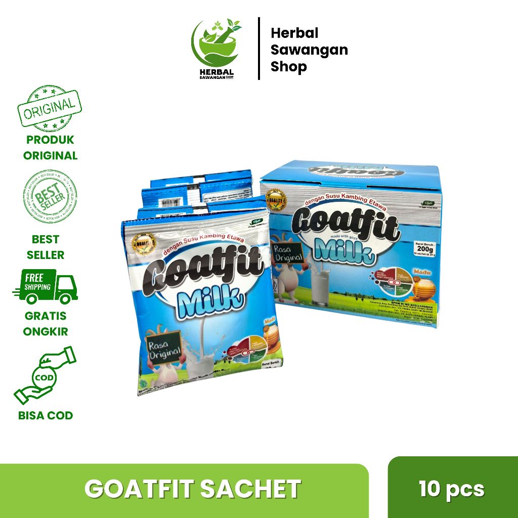 

Susu Kambing Etawa Plus Royal jelly Goatfit Milk Sacshet / 200 Gram Ori