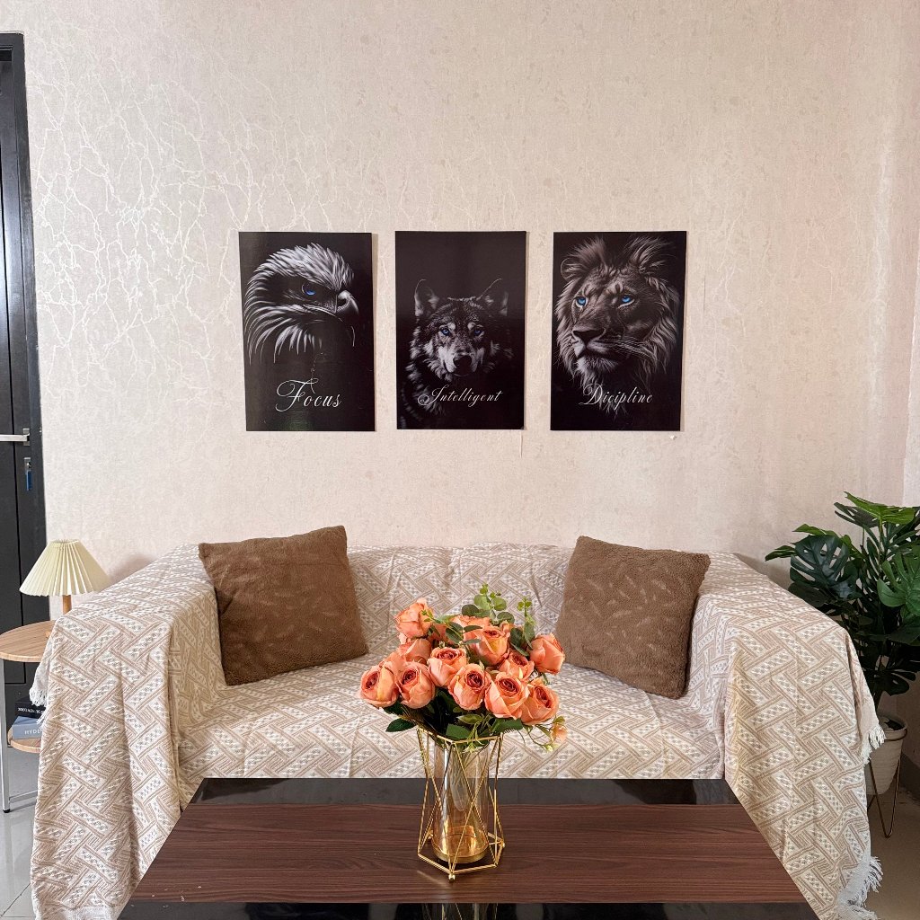 [120x60] Hiasan Poster Dinding Kayu Desain Wild Animal Vintage Wall Decor Minimalis - MFN001