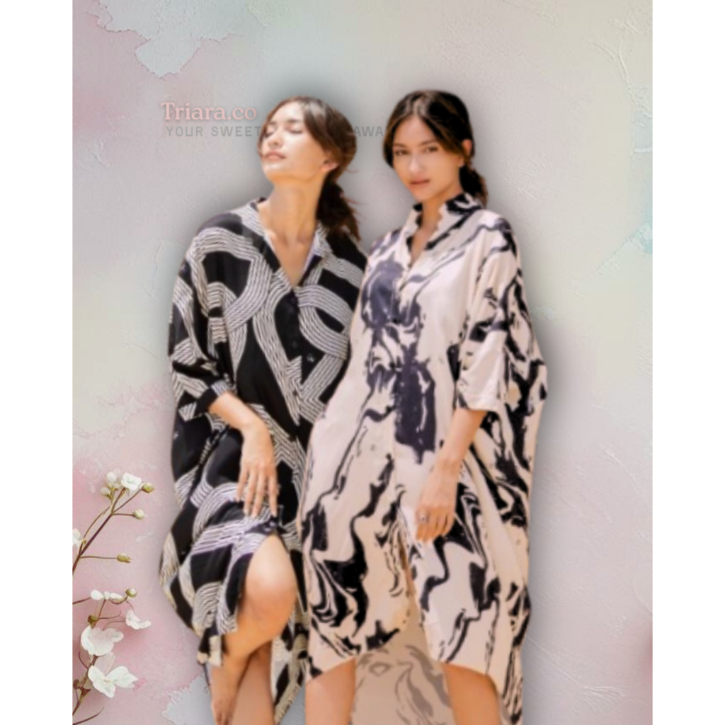 Midi Dress Rayon Twill Premium Jumbo Oversize - Kemeja Tunik Busui Friendly Outer Pantai & Liburan -