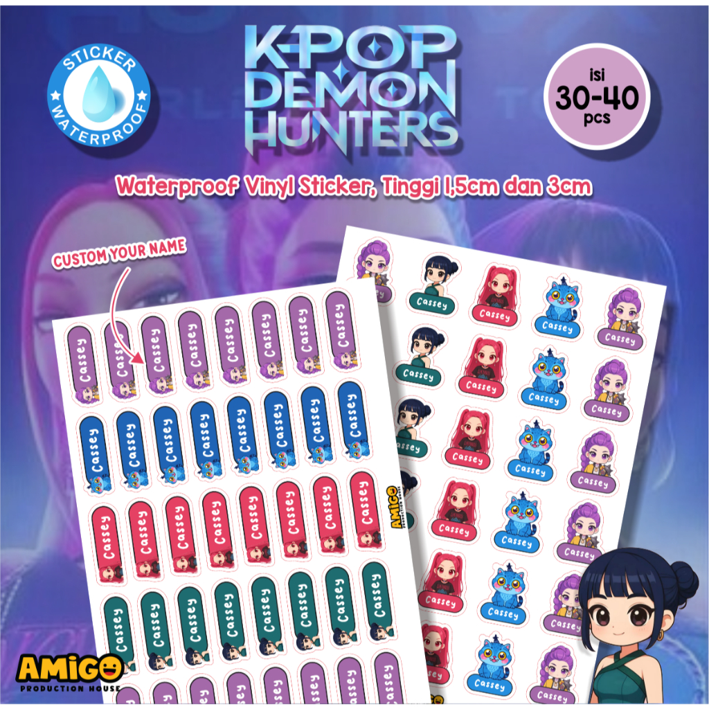 

Sticker Label Nama Kpop Demon Hunter Stiker ATK Kids Hunters Custom Anti Air Waterproof Huntrix