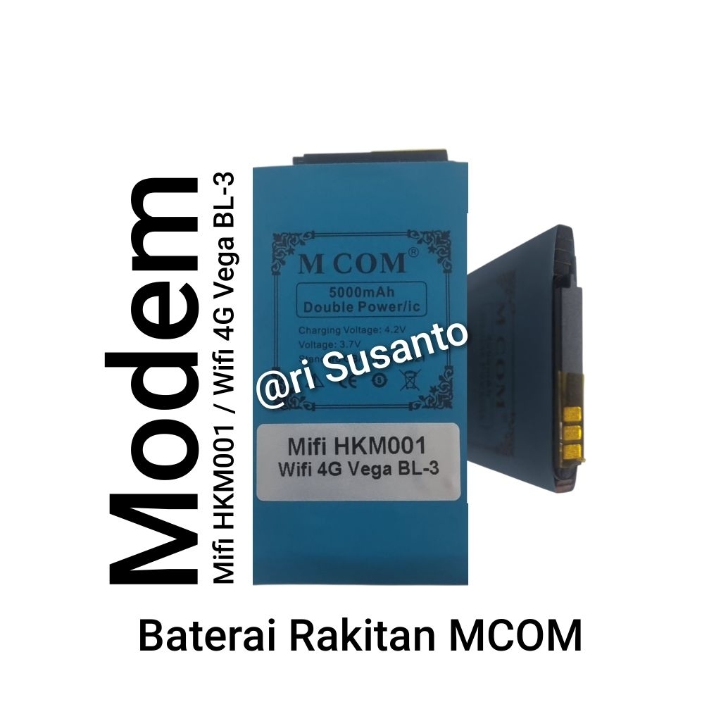 Baterai MCOM for Modem Mifi HKM001 / Wifi 4G Vega BL-3 Double Power 5000mAh batere batre batrai batt