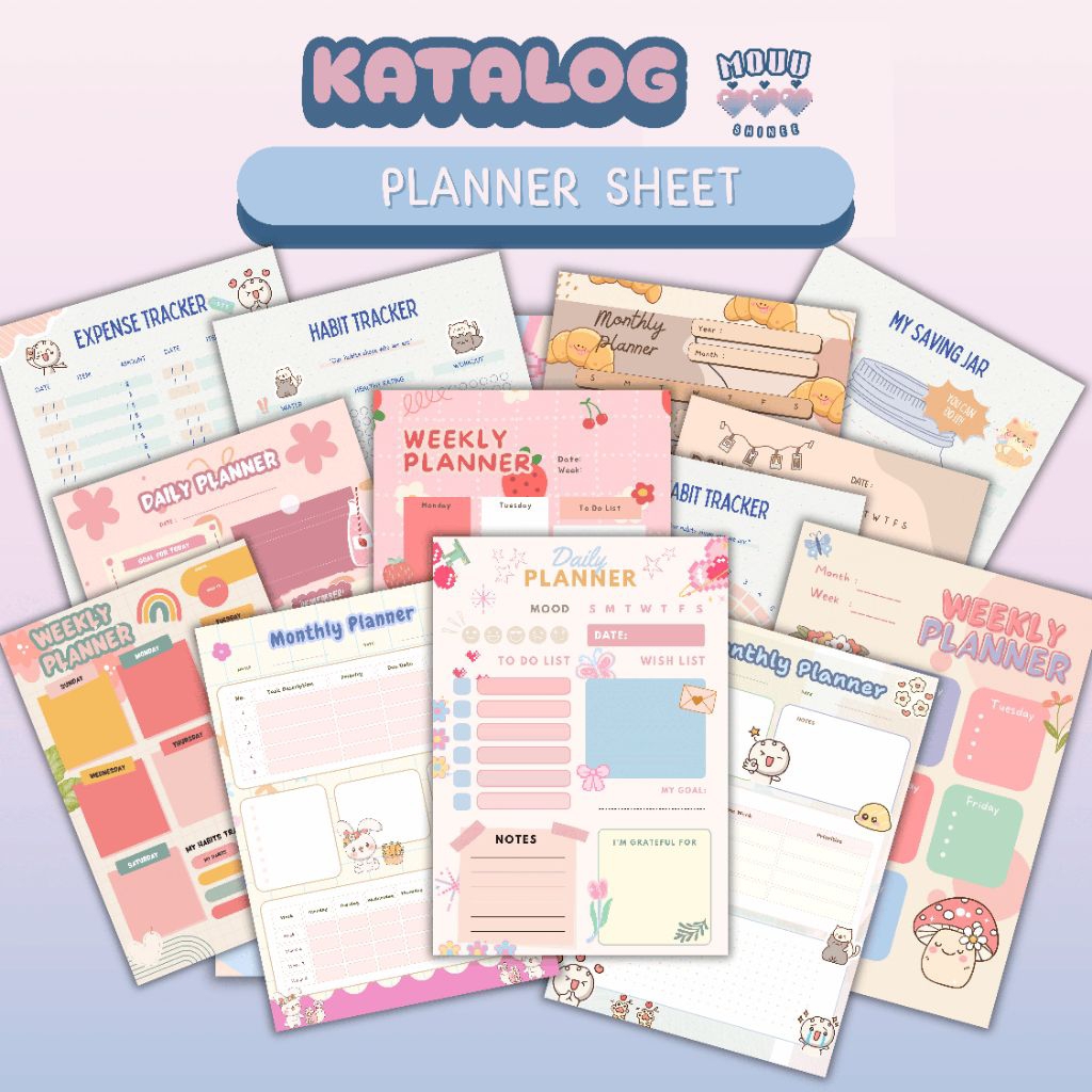 

Planner Sheet A5 Lucu 14 Variasi – Daily, Weekly, Monthly Planner, Habit Tracker, My Saving | Isi 30 Lembar HVS 100 gsm