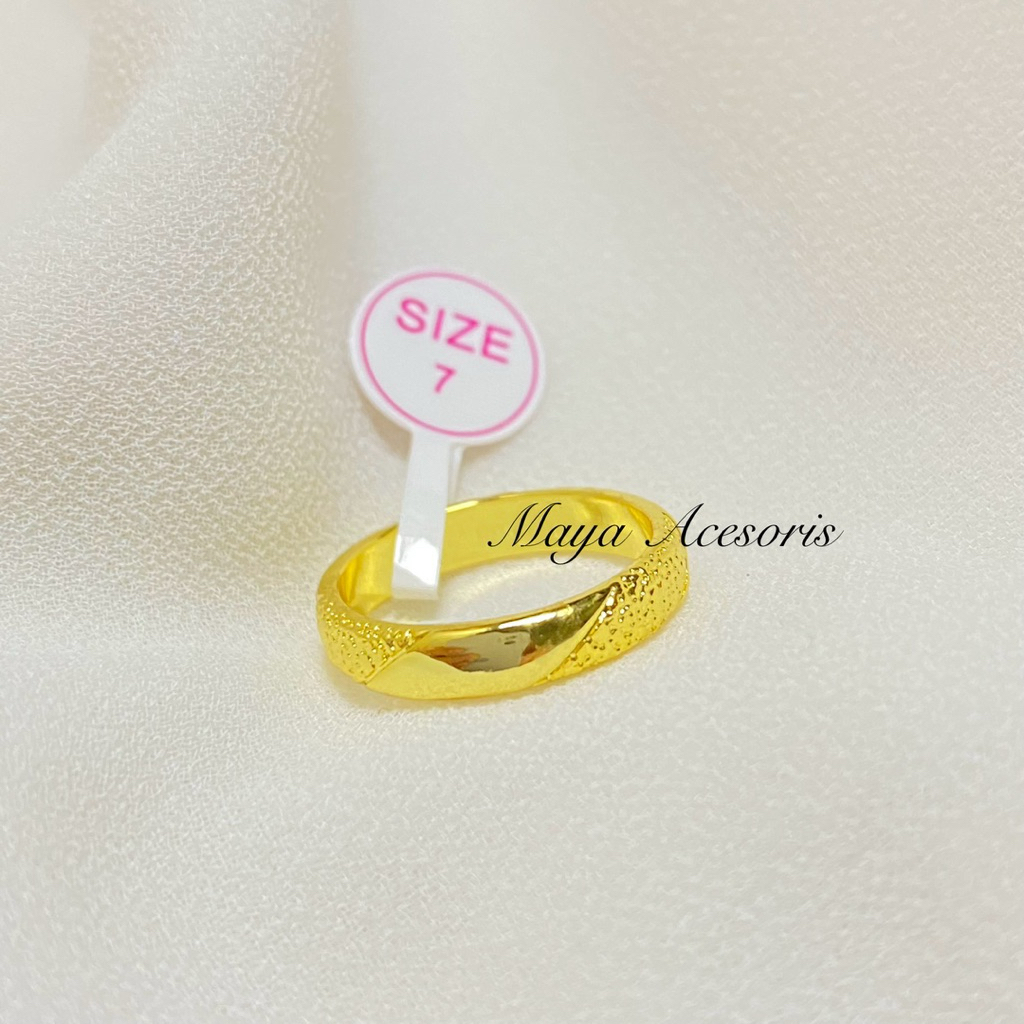 Cincin Simbol Nikah Titanium Lapis Emas 24k Polos Pasir
