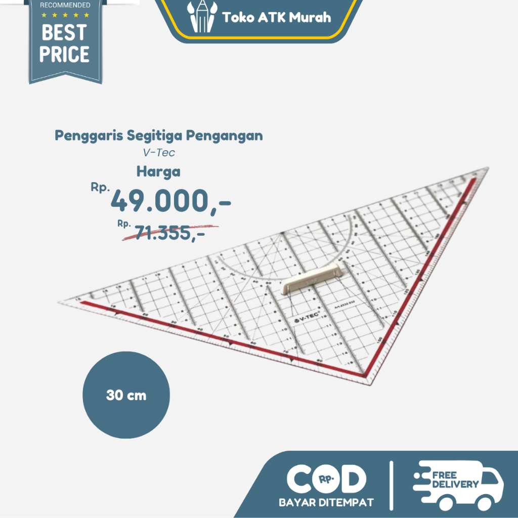 

V-tec Penggaris Segitiga Teknik 23x33 cm - Vtec Technical Triangle Ruler ART.2333.032