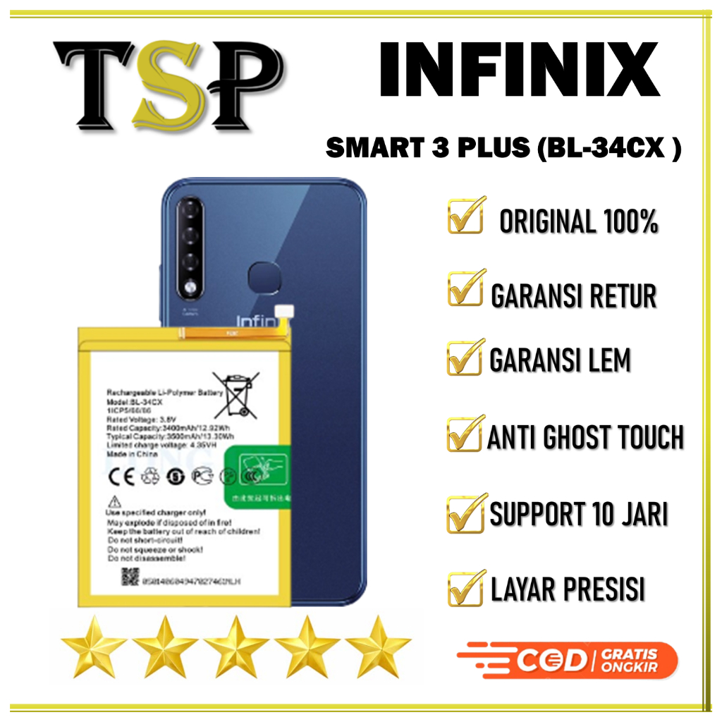 BATERAI INFINIX( BL-34CX ) SMART 3 PLUS BATERAI ORIGINAL 100%