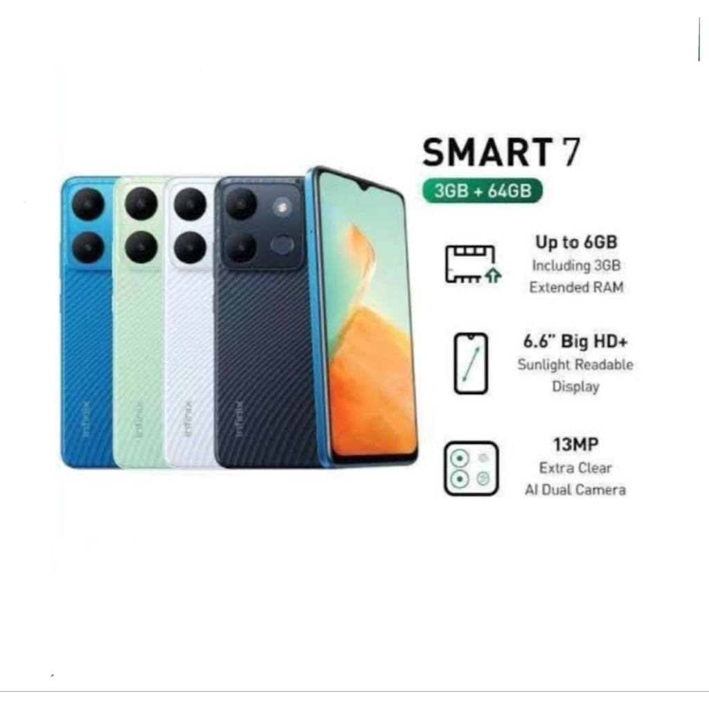 HP INFINIX SMART 7 3/64 GB - INFINIX SMART 7 RAM 3GB ROM 64GB GARANSI RESMI