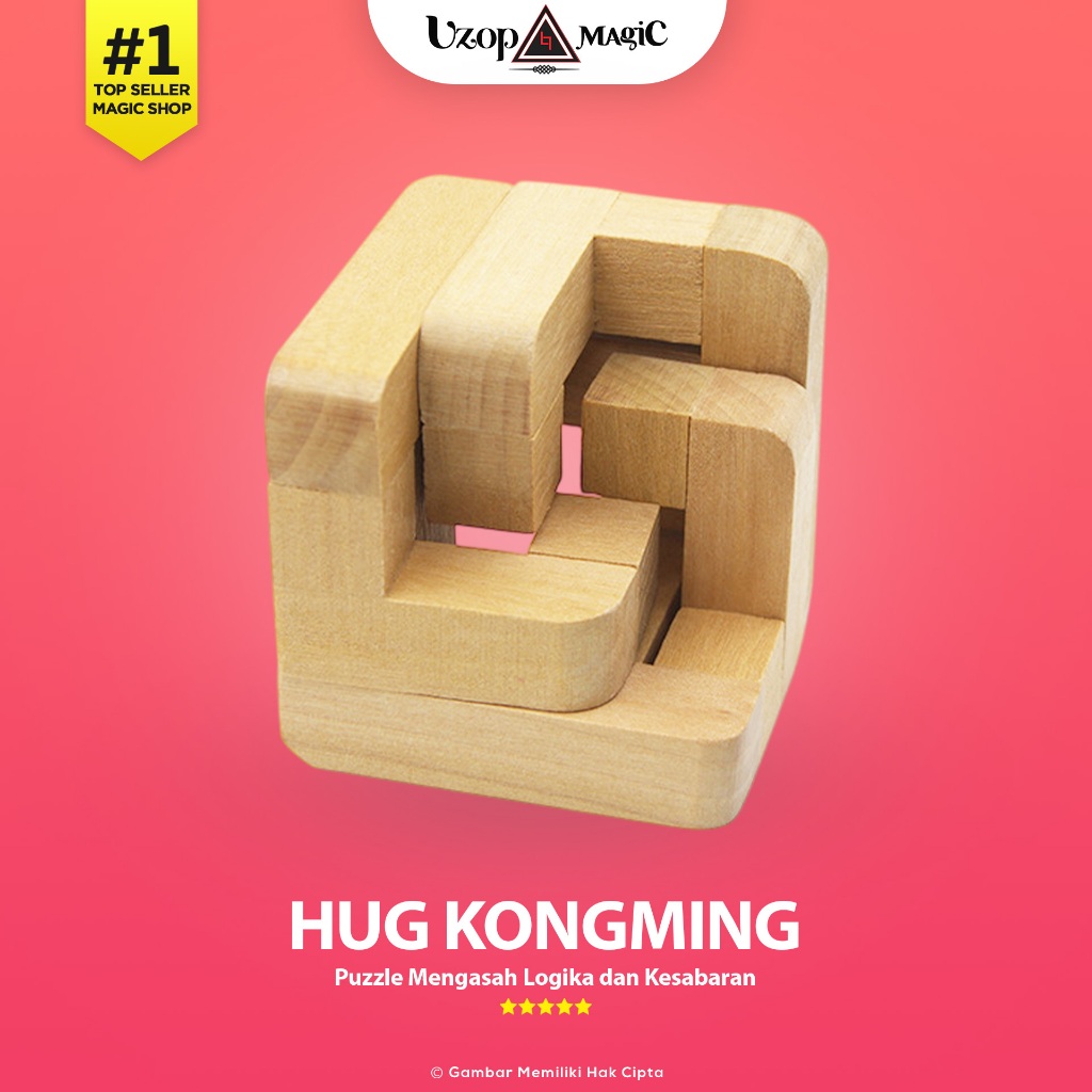 Puzzle Kayu 3D Kongming Lock Hug - Puzzle Edukatif Anak & Dewasa - Uzop Magic Shop