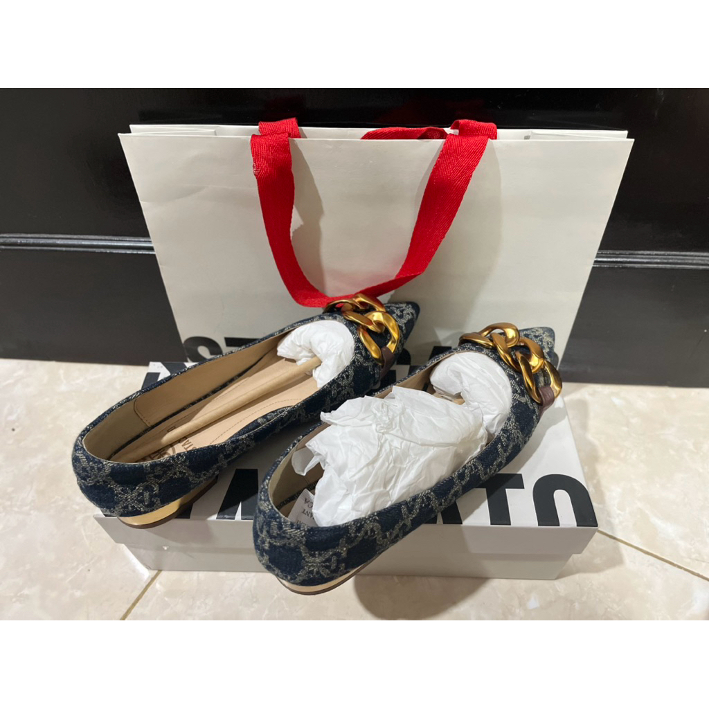 [Preloved] Staccato Sepatu Wanita | Flat Shoes | Sepatu Flat Jeans | Staccato Flat Shoes Blue Brown