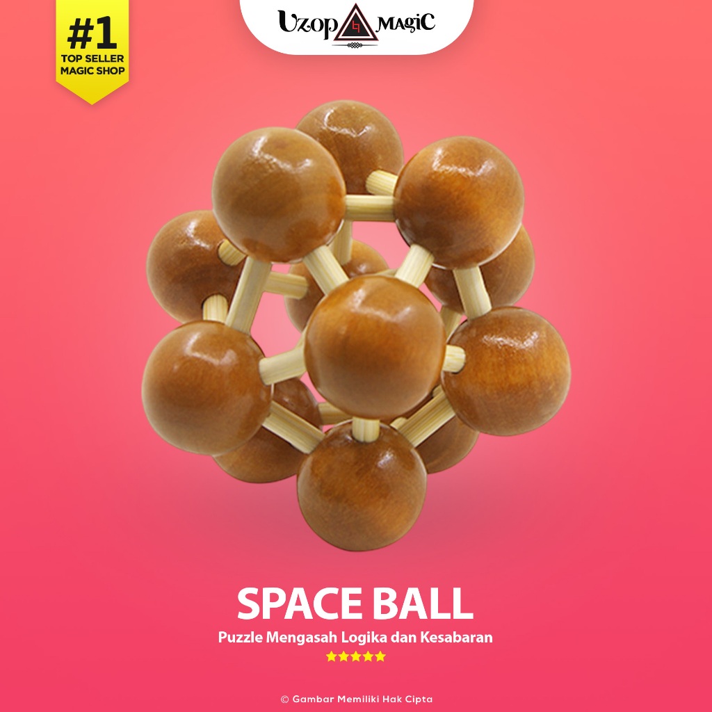 Puzzle Kayu 3D Kongming Lock Space Ball - Puzzle Edukatif Anak & Dewasa - Uzop Magic Shop