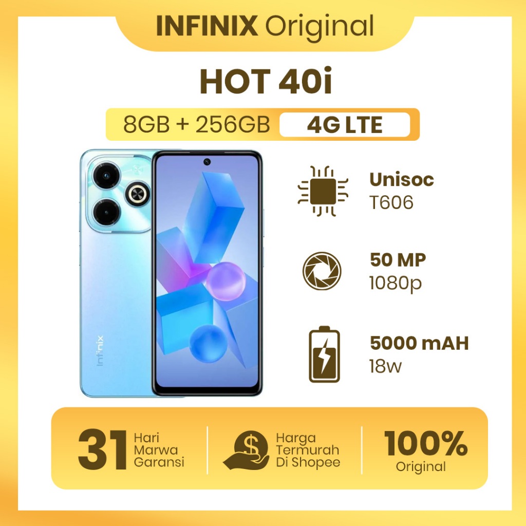 Infinix Hot 40i 8/256GB FullSet Original Second Garansi 100% Normal Tanpa Kendala