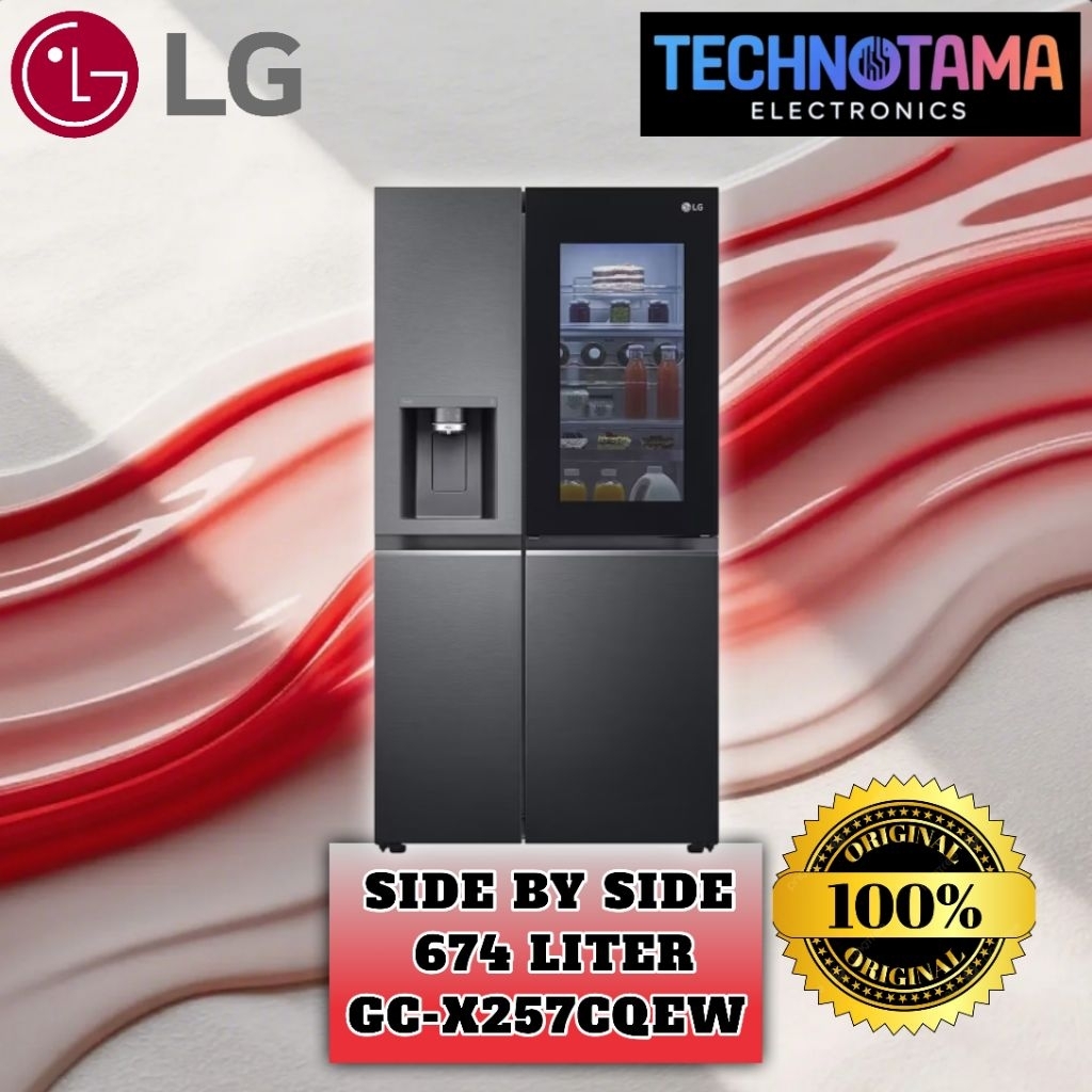 KULKAS SIDE BY SIDE LG TOK TOK EX DISPLAY PAMERAN 674L TYPE GC-X257CQEW/BL