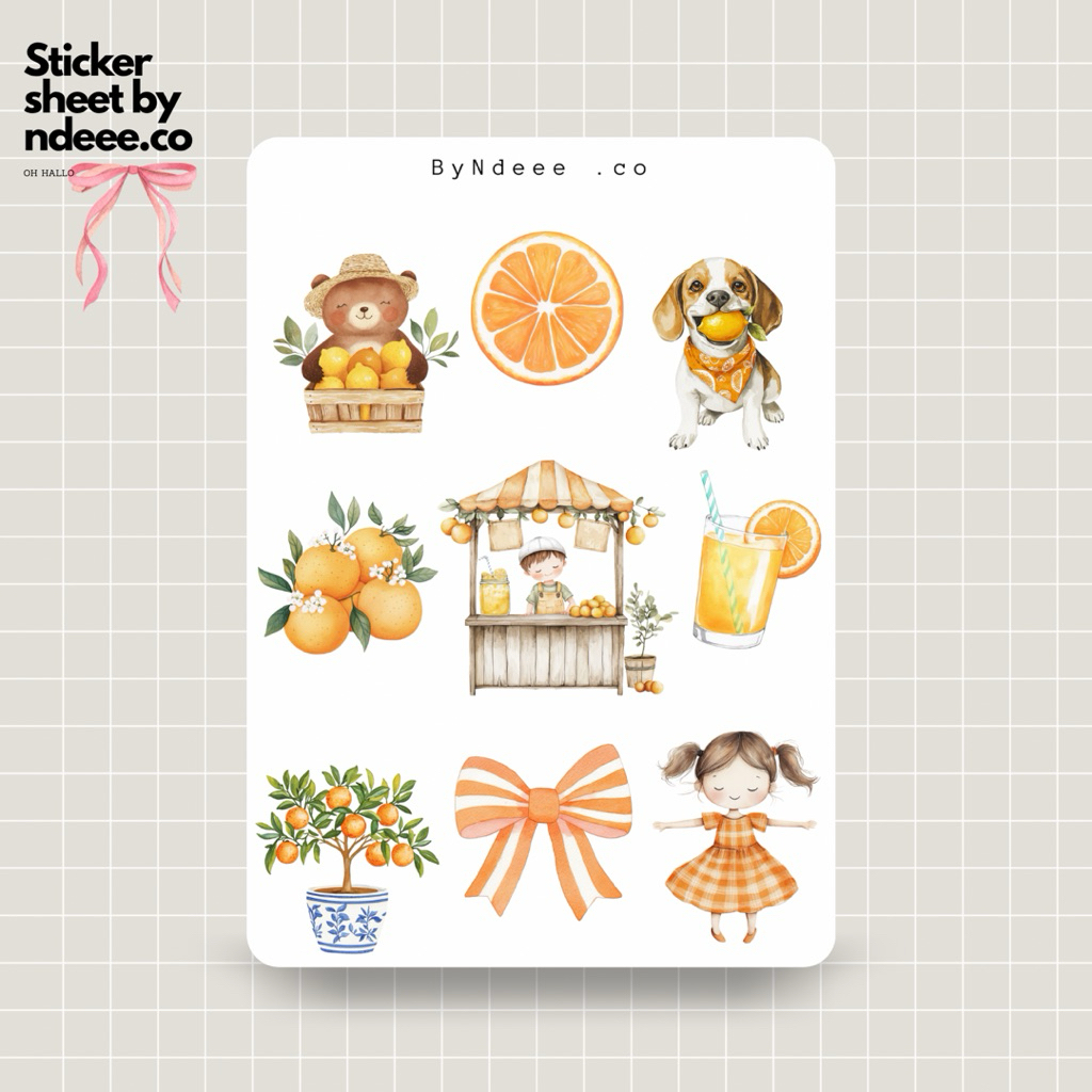 

Sticker Sheet | Orange | journal stickers, calendar, planner stickers, scrapbook stickers, cozy art
