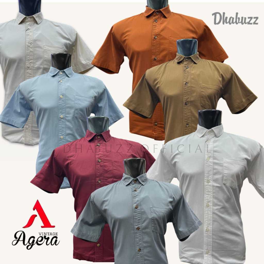 Agera vintage baju kemeja kerah formal pria lengan pendek original