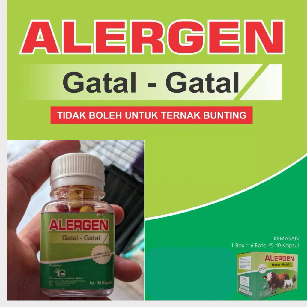 Alergen 30 kapsul - Obat Gatal Sapi , Kambing , Domba , Babi , Kuda Dll