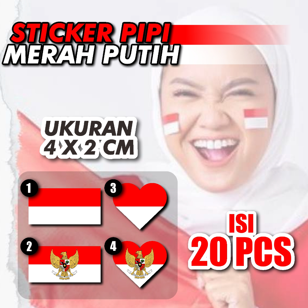 

Stiker Pipi Bendera Indonesia Merah Putih isi 20 pcs Sticker Bendera Indonesia Gaaruda Pancasila BentukKotak Dan Love