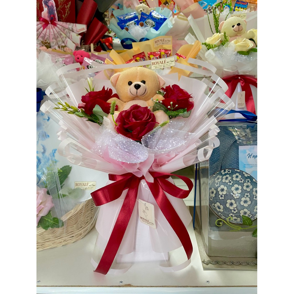 [READY] Buket Glossy Boneka Premium 40x30 cm FREE PACKING KARDUS / Buket Bunga Mawar / Buket Bunga /