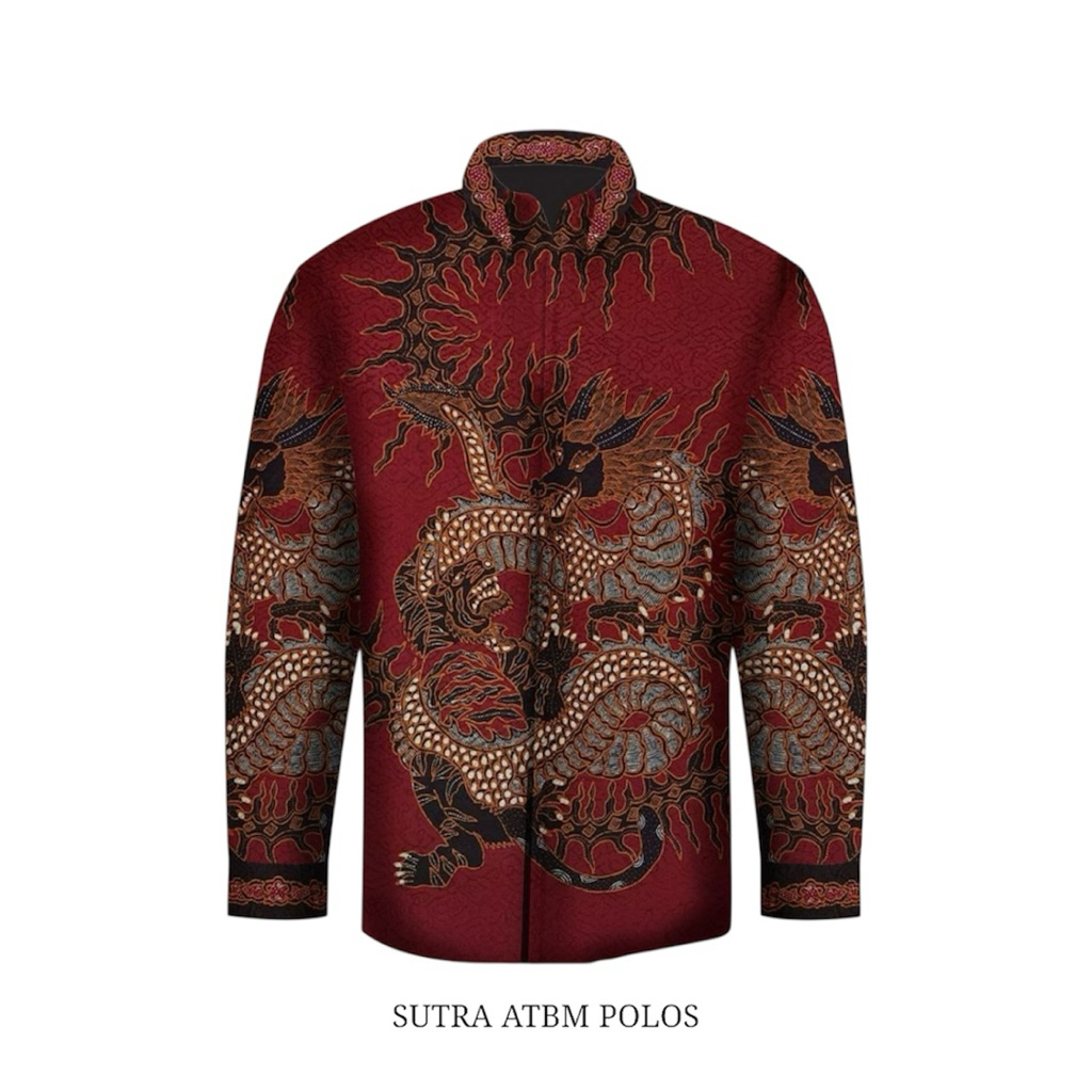 Kain batik tulis sutra atbm polos motif harimau kemeja batik tulis pria asli 100% original S145