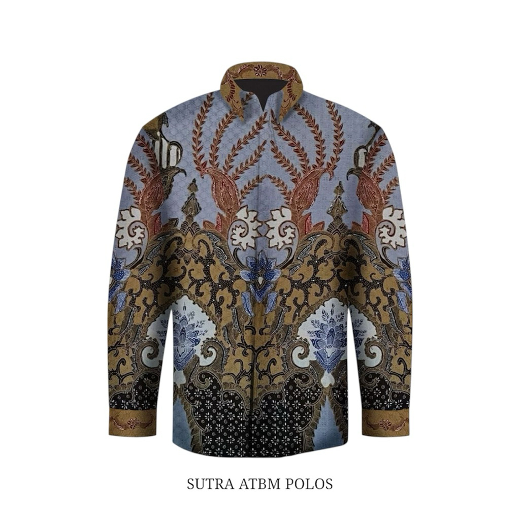 Kain batik tulis sutra atbm polos kemeja batik tulis pria asli 100% original S142