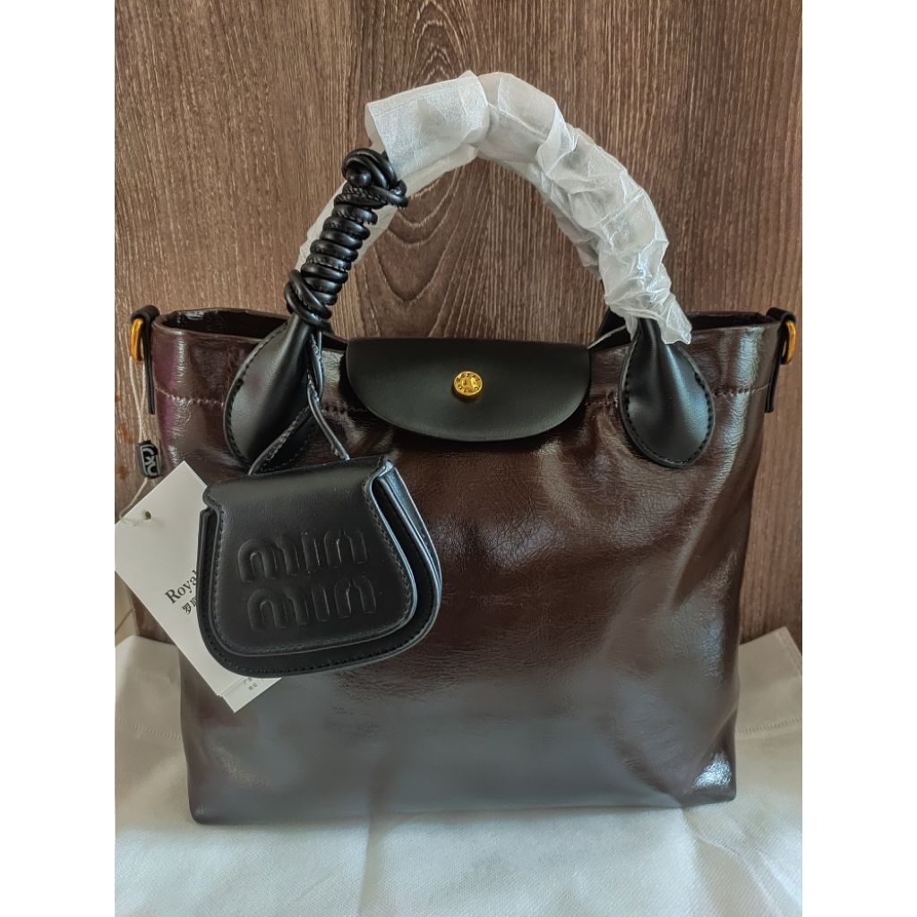 SALEEE NEW Royal Cuir Tas Wanita Ala Longch*mp Coffee (PU Leather)