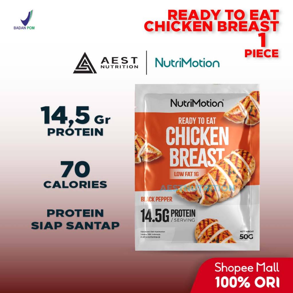 

NutriMotion Ready To Eat Chicken Breast 50 gr 1 Pcs - Dada Ayam Fillet Siap Saji Makan High Protein