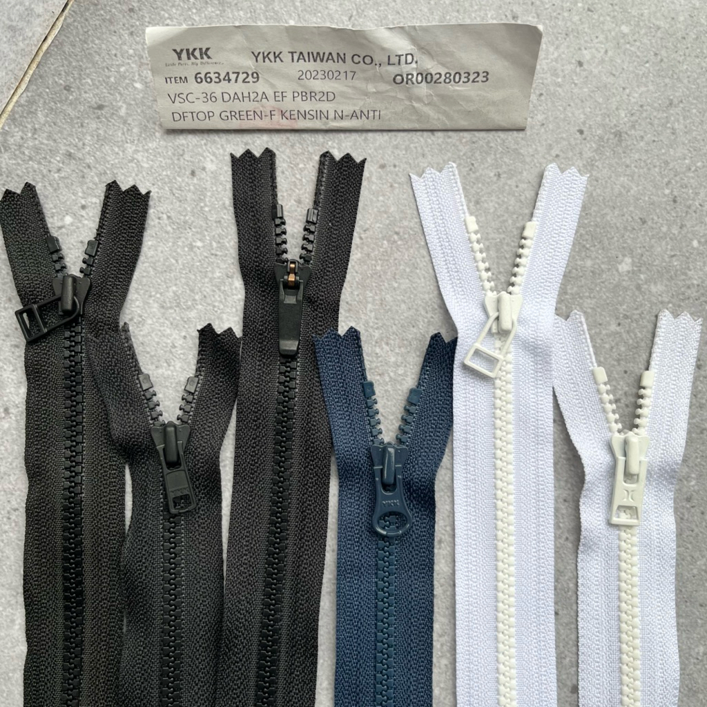 (1 Pcs) Resleting Kantong Vislon YKK No. 3 Warna Hitam Putih Biru Navy Panjang 13 - 22.5 CM