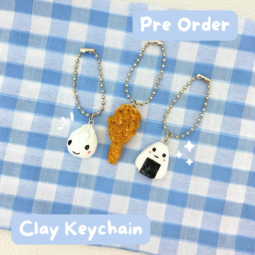 Gantungan Kunci Tas Makanan Unik Onigiri Ayam Goreng | Gantungan Hp lucu Imut | Keychain Unik Gantun
