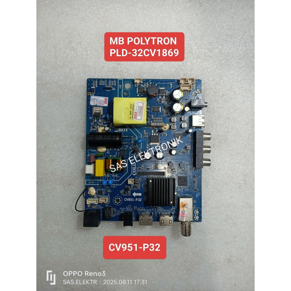 MB BOARD MOTHERBOARD MAINBOARD MESIN TV LED POLYTRON ANDROID 32 INCH PLD32CV1869 PLD-32CV1869 CV951-