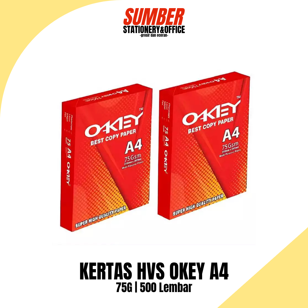 

Kertas HVS Okey A4 75 Gram (HVS-O-A4) - Kertas Fotocopy Murah & Berkualitas [1 Rim]