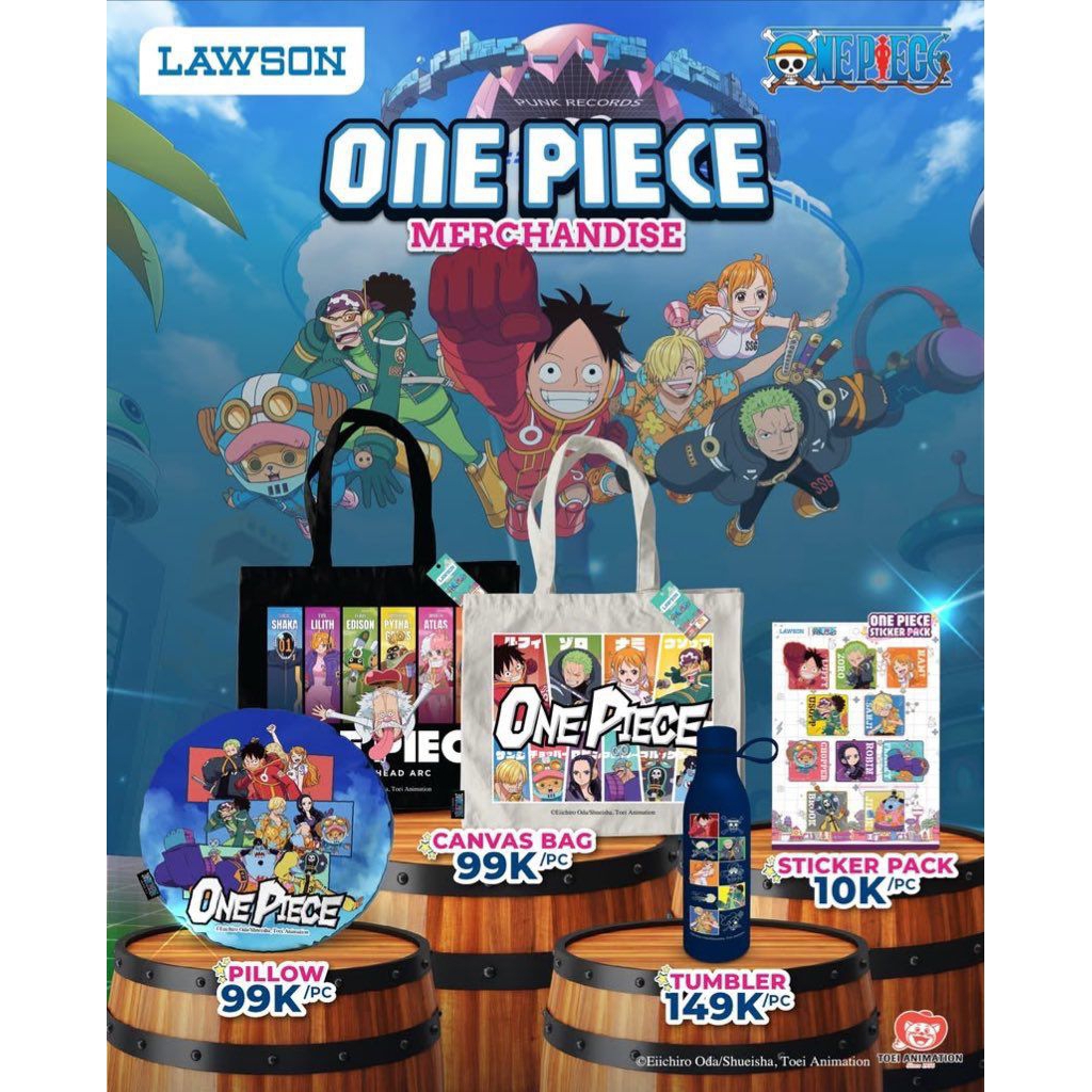 READY ONE PIECE X LAWSON MERCHANDISE OFFICIAL CANVAS BAG TUMBLER STAINLESS TOTEBAG PILLOW LIMITED LU