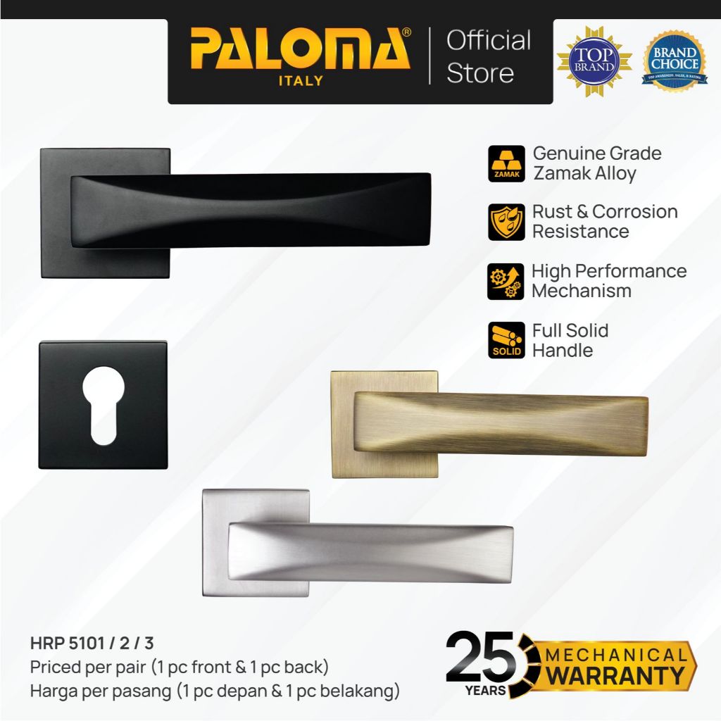 PALOMA Gagang Pintu Door Handle Pintu Roses Lever Engkol Pisah Misah Zamak Chrome Krom Silver Grey A