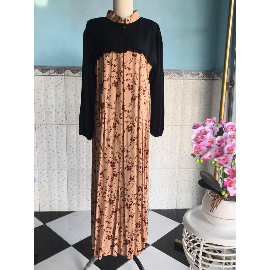 Gamis couple ibu dan anak perempuan // Gamis rayon mix linen couple ibu dan anak perempuan