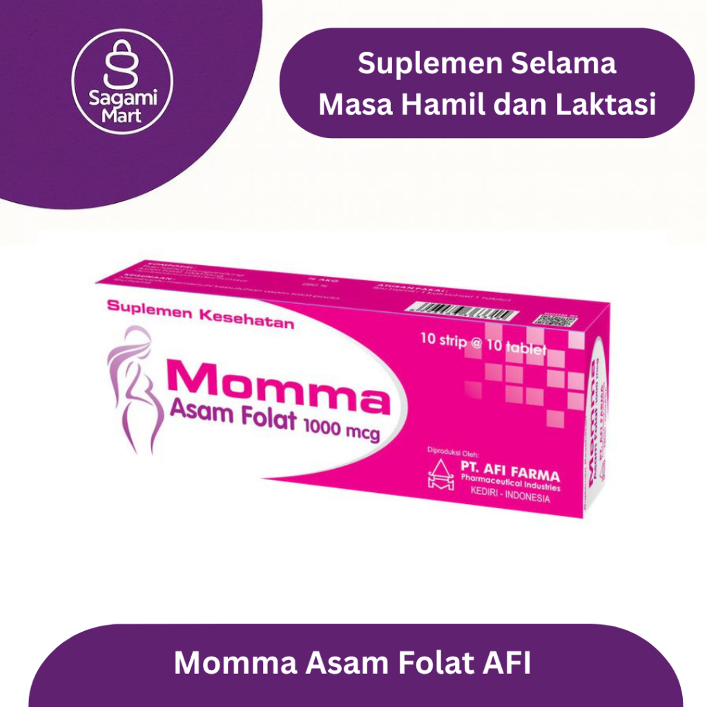 Momma Asam Folat 1000 mcg AFI - Suplemen Asam Folat / Folic Acid Untuk Ibu Hamil | Program Hamil