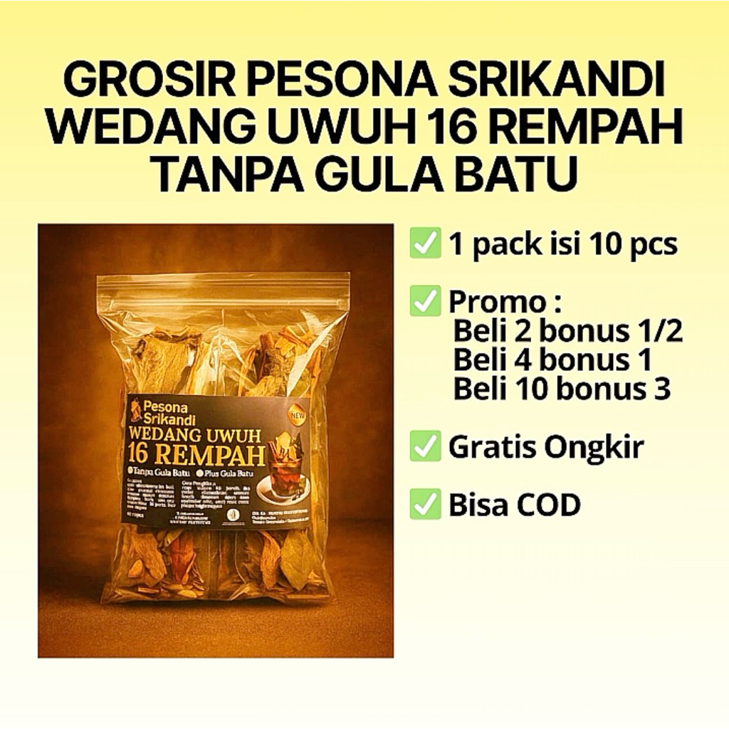 

Grosir Wedang Uwuh 16 Rempah Tanpa Gula Batu Pesona Srikandi