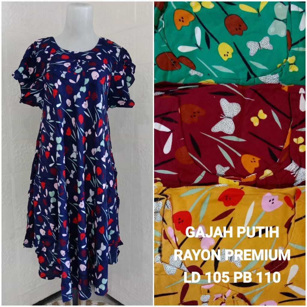 Daster Busui Klok Gajah Putih Lengan Pendek