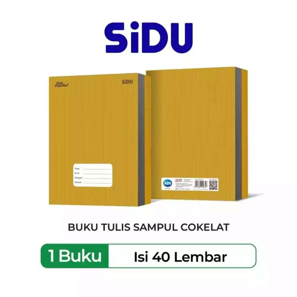 

Sidu Buku Tulis Sekolah Sampul Coklat 40 Lembar - 1 Pack Isi 10 Buku