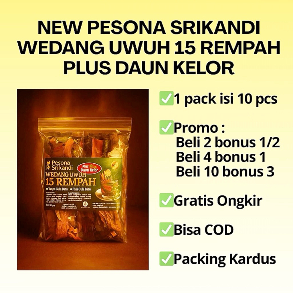 

New Pesona Srikandi Wedang Uwuh 15 Rempah Plus Daun Kelor isi 10 pcs
